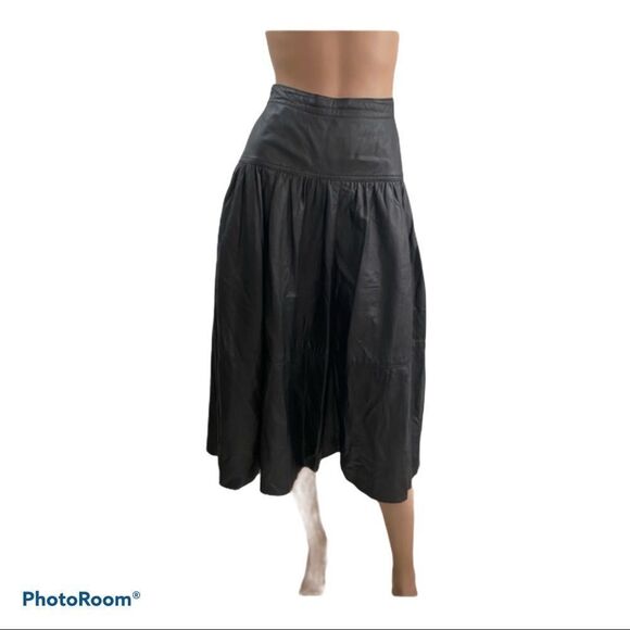 Absolu Paris Black Leather High Waisted Skirt  S - Picture 1 of 9